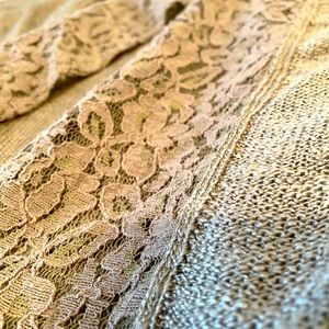 Green Sweater with Lace Detail